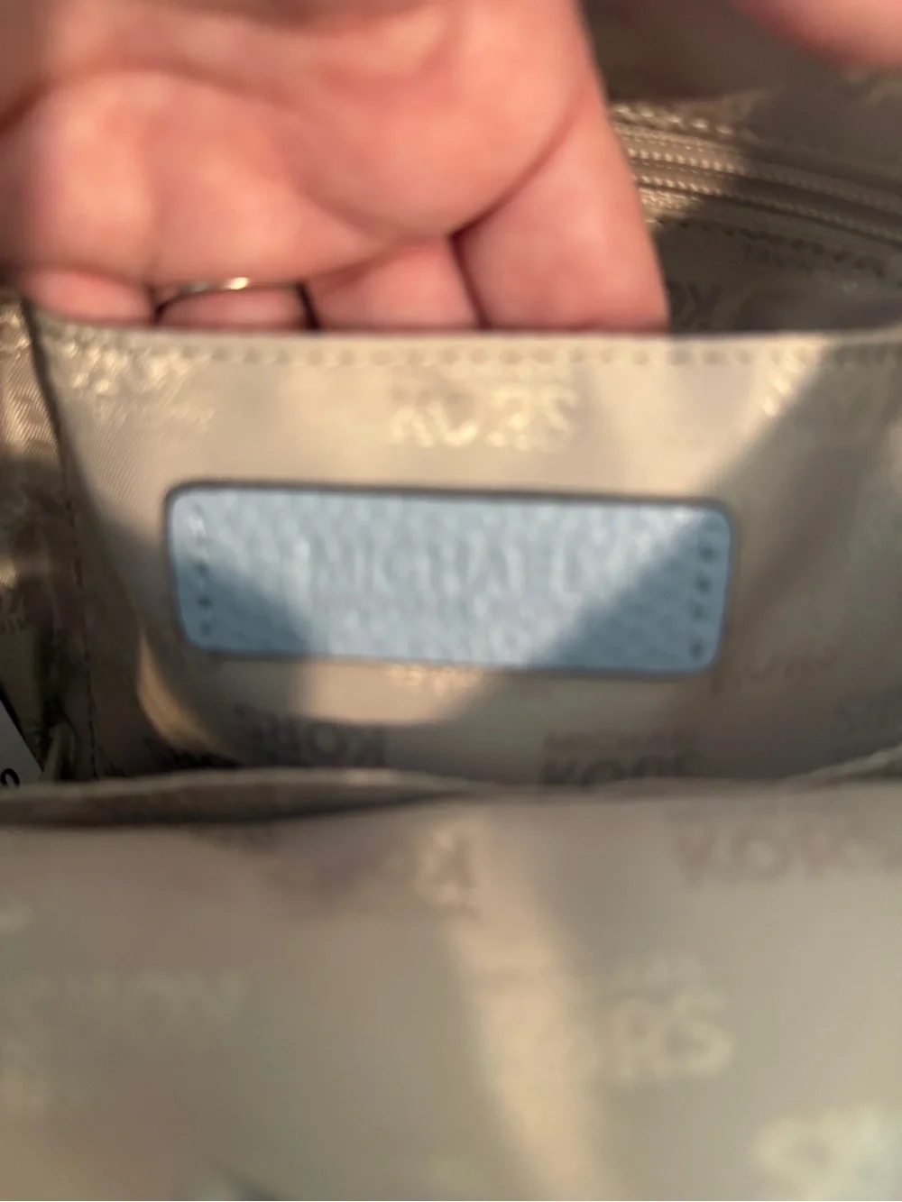Michael Kors Pale Blue Pebbled Leather Shoulder Bag with Gold Tone Hardware